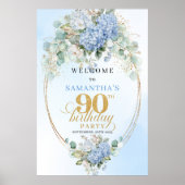 Klassiek lichtblauw Eucalyptus 90 Verjaardag Welko Poster (Voorkant)