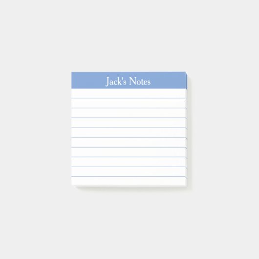 Klassiek lichtblauw gelinieerd gepersonaliseerd ge post-it® notes (Voorkant)