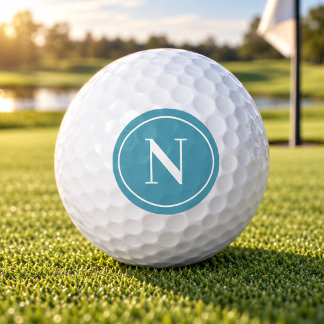 Klassiek lichtblauw rond monogram initiaal golfballen