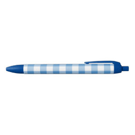 Klassiek lichtblauw wit buffel check patroon blauwe inkt pen