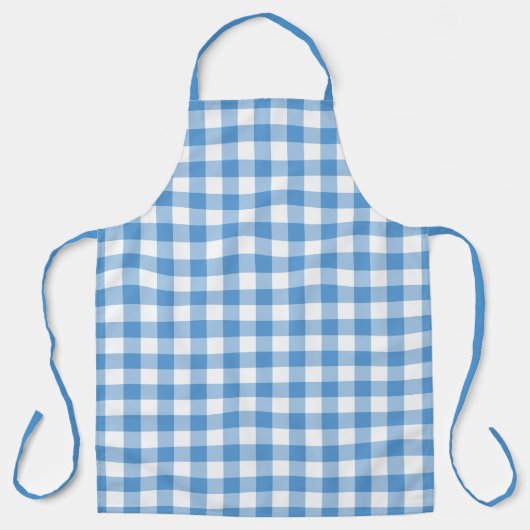 Klassiek lichtblauw wit gingham check patroon schort (Voorkant)
