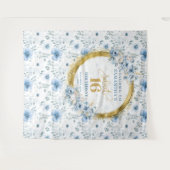 Klassiek Lichtblauw Zoete Zestien Goud Glitter Muu Wandkleed (Voorkant (horizontaal))