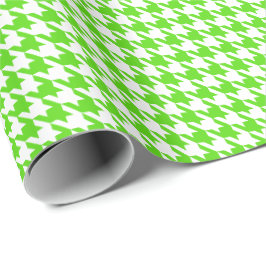 Klassiek lichtgroen en wit houndstooth patroon cadeaupapier