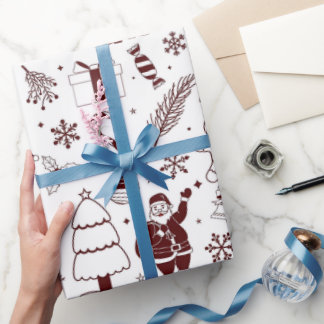 Klassiek lijnkunst Kerstcadeau Inpakpapier