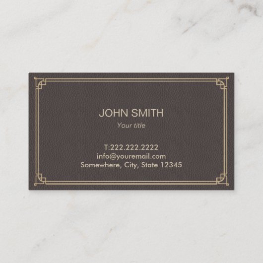 Klassiek Lijst bruin leder Visitekaartje (Achterkant)
