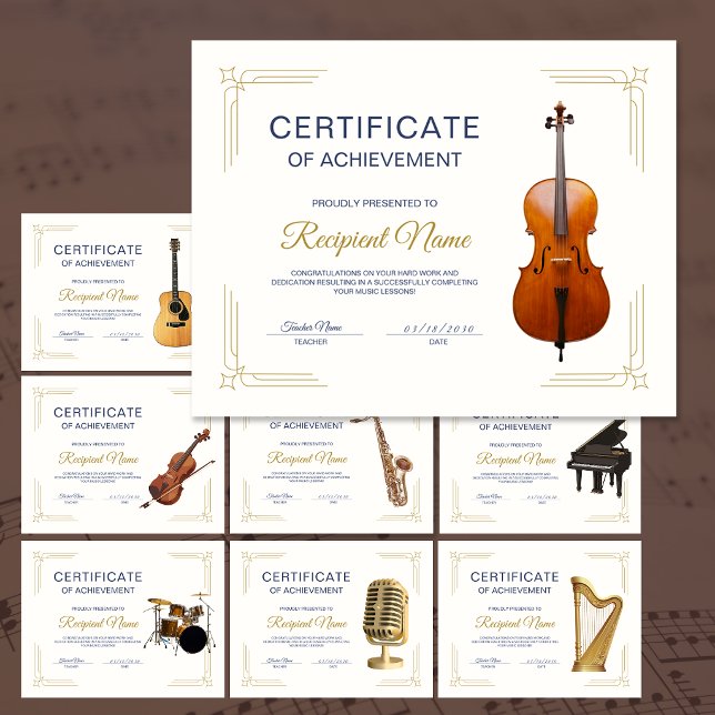 Klassiek lijst Cello Snaar Cursus Award Certificaa (Classy Frame Cello String Course Award Certificate)