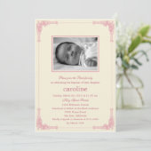 Klassiek Lijst Foto Baptism/Christening Uitnodigin Kaart (Staand voorkant)