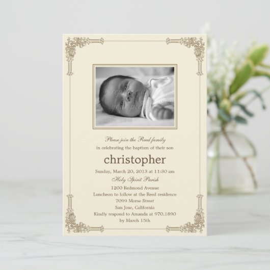 Klassiek Lijst foto doop/doopuitnodiging Kaart (Staand voorkant)