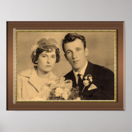 Klassiek lijst van hout met gouden grensfoto poster