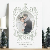 Klassiek Lijst Vrolijk & Getrouwd Foto Feestdagenkaart