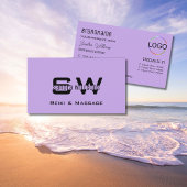 Klassiek Lila met Monogram en Logo Licht Paars Visitekaartje