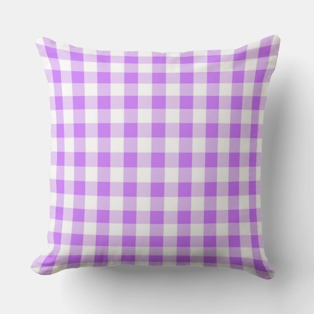 Klassiek Lila Sierkussen Gingham (Voorkant)