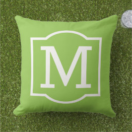 Klassiek Lime Groen Wit Bracket Monogram Buitenkussen
