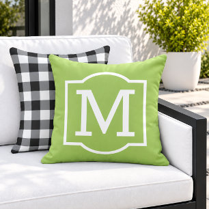 Klassiek Lime Groen Wit Bracket Monogram Buitenkussen