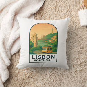 Klassiek Lissabon Portugal – Retro Reisstad Kussen