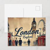 Klassiek Londen in Retro Briefkaart (Voorkant / Achterkant)