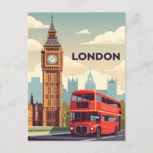 Klassiek Londen met Big Ben en rode bus Briefkaart