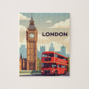 Klassiek Londen met Big Ben en rode bus Legpuzzel