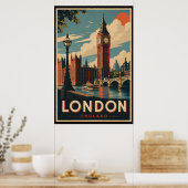 Klassiek Londen Reizen Poster (Keuken)