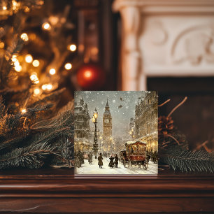 Klassiek Londens winter stadsgezicht met Kerstmis Feestdagenkaart
