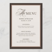 Klassiek Luxe | Bruine Neutrale Trouw Menu (Voorkant)