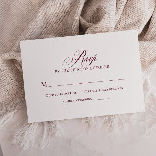Klassiek Luxe   Eenvoudige witte en bordeauxrode t RSVP Kaartje