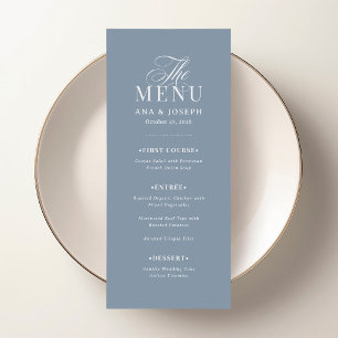 Klassiek Luxe Elegante Stofblauwe Bruiloft Menu