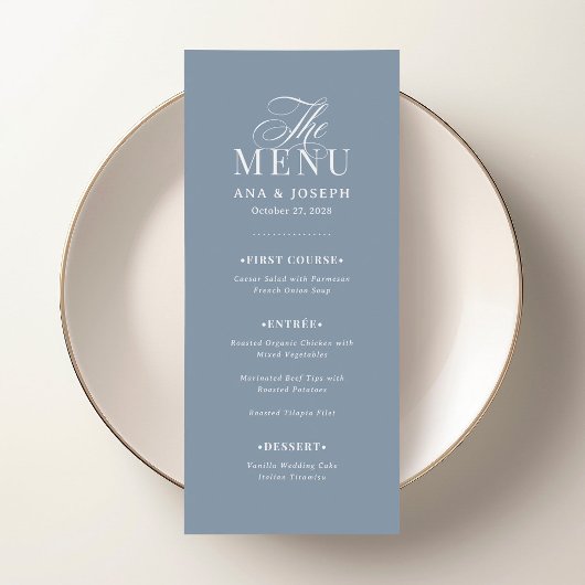 Klassiek Luxe | Elegante Stofblauwe Bruiloft Menu