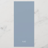Klassiek Luxe | Elegante Stofblauwe Bruiloft Menu (Achterkant)