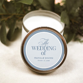 Klassiek Luxe | Elegante Stofblauwe Bruiloft Ronde Sticker