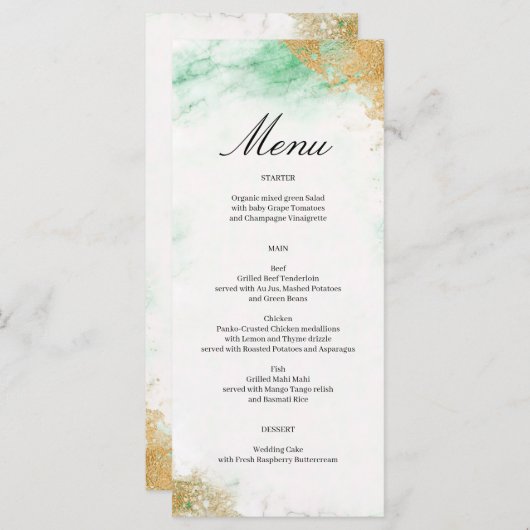 Klassiek Luxe Marmeren Trouwmenu Programmakaart (Voorkant / Achterkant)