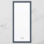 Klassiek Luxe | Navy Blauwe en Witte Trouwrand Menu (Achterkant)