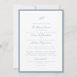 Klassiek Luxe Stofblauw Oefendiner Bruiloft Kaart