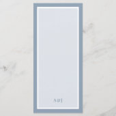 Klassiek Luxe | Stofblauwe rand trouwmenu Menu (Achterkant)