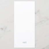 Klassiek Luxe | Witte en stoffig blauwe trouw Menu (Achterkant)