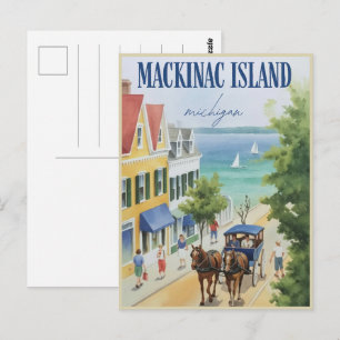 Klassiek Mackinac Island Michigan met bloemen cade Briefkaart