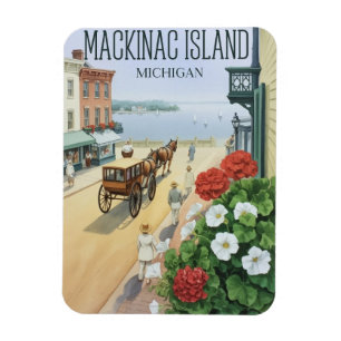 Klassiek Mackinac Island Michigan met bloemen cade Magneet