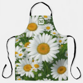 Klassiek madeliefje wit bloemenmonogram schort (Voorkant)