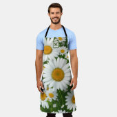 Klassiek madeliefje wit bloemenmonogram schort (Gedragen)