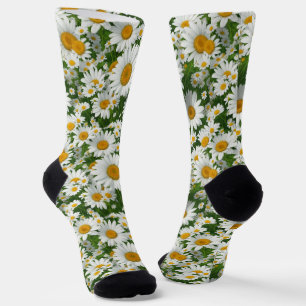 Klassiek madeliefjespatroon witte bloemenvelden gr sokken