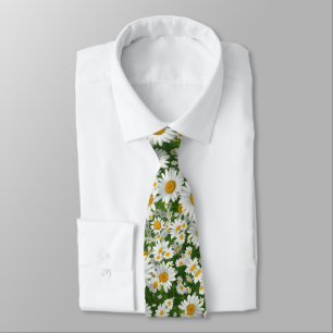 Klassiek madeliefjespatroon witte bloemenvelden gr stropdas