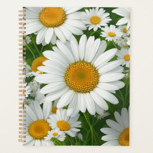 Klassiek madeliefpatroon witte bloemenvelden groen planner (Voorkant)