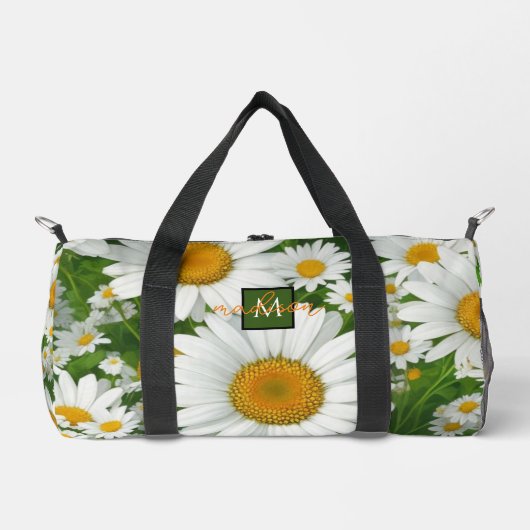 Klassiek madeliefpatroon witte bloemenvelden groen plunjezak (Voorkant)