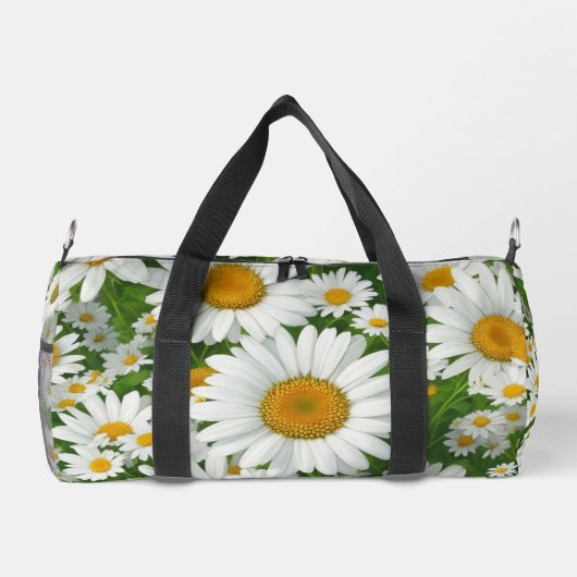 Klassiek madeliefpatroon witte bloemenvelden groen plunjezak (Achterkant)