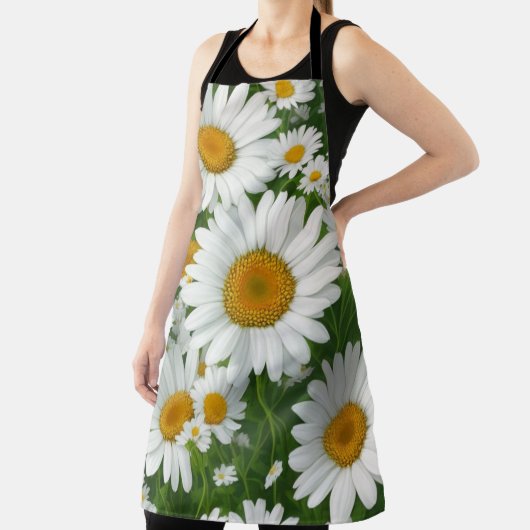 Klassiek madeliefpatroon witte bloemenvelden groen schort (Insitu)