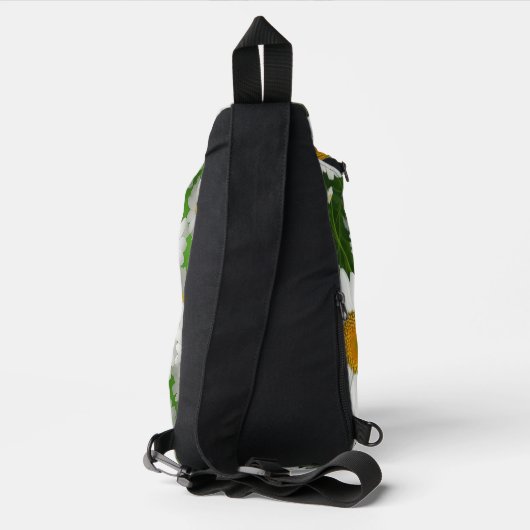 Klassiek madeliefpatroon witte bloemenvelden groen sling bag (Achterkant)