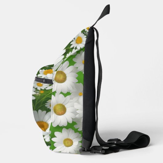 Klassiek madeliefpatroon witte bloemenvelden groen sling bag (Rechts)