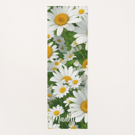 Klassiek madeliefpatroon witte bloemenvelden groen yogamat (Voorkant)