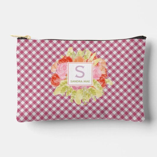 Klassiek Magenta Rood Roze Gingham Schakering Patr Etui (Voorkant)