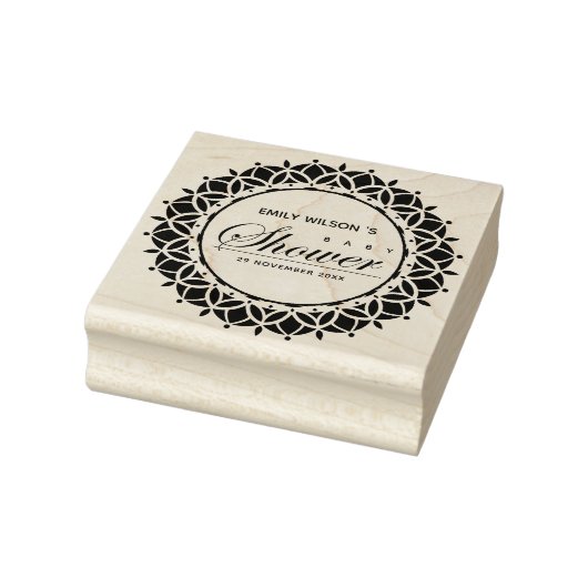 KLASSIEK  MANDALA CUSTOM SCRIPT BABY SHOWER RUBBERSTEMPEL (Stempel)